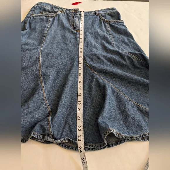 Jones New York Denim Skirt Paneled Fit Flare Boho sz 10 - Picture 4 of 7